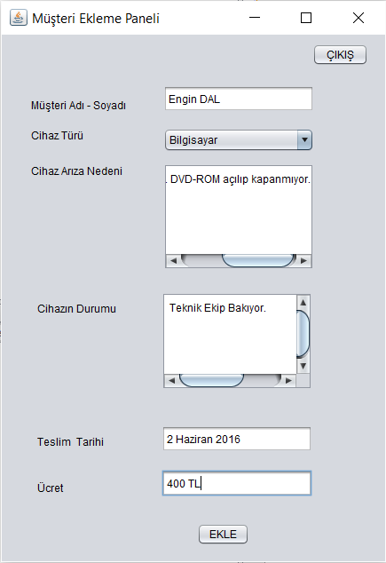 Arıza Takip Otomasyonu