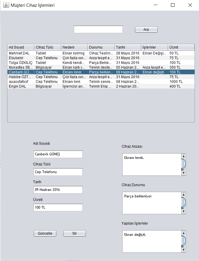 Arıza Takip Otomasyonu