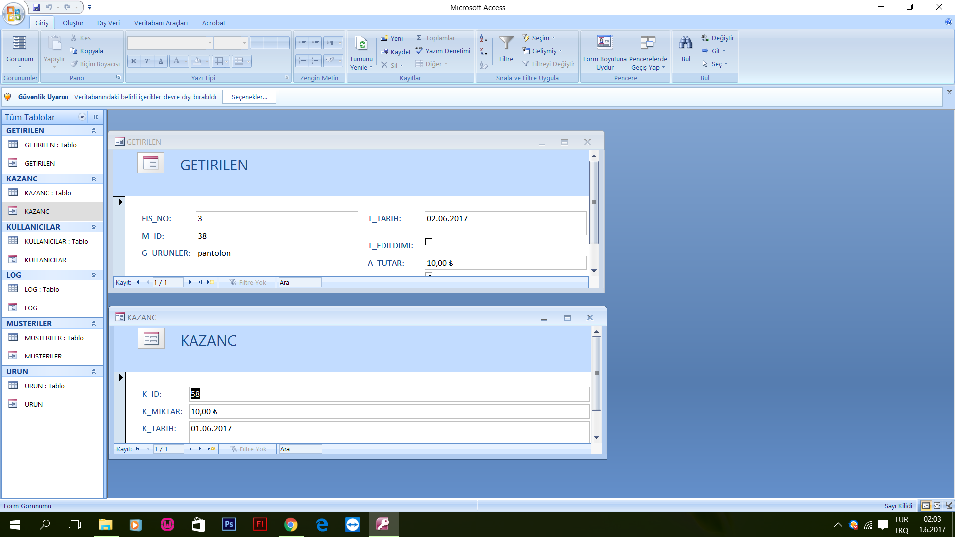 Kuru Temizleme Veri Tabanı