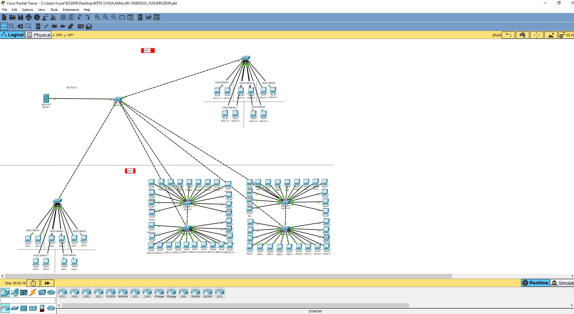 Bilgisayar Ağları Final Projesi 160805033-Yusuf Bozkır