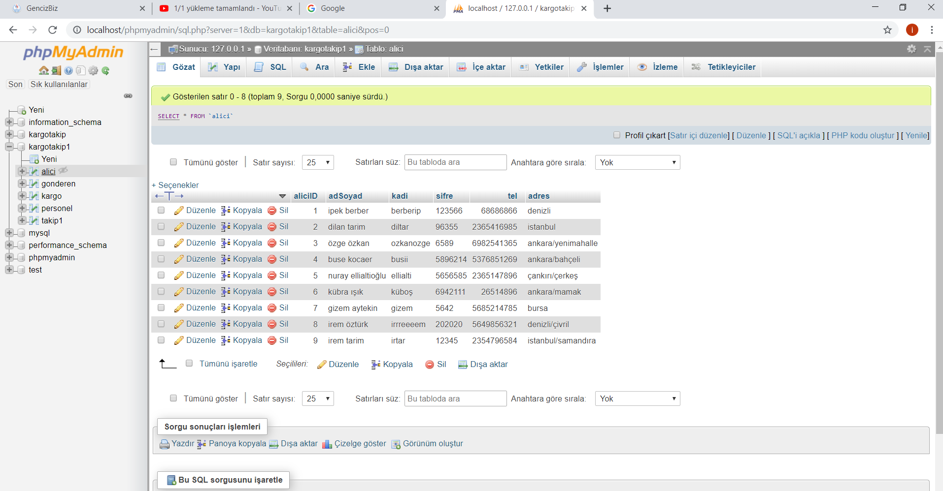Veri Tabanı Yönetim Sistemleri Kargo Takip Otomasyonu