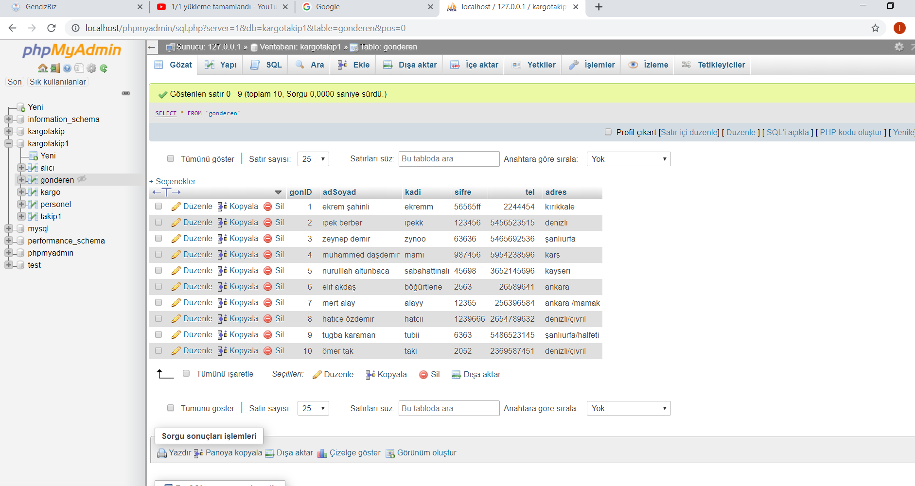 Veri Tabanı Yönetim Sistemleri Kargo Takip Otomasyonu