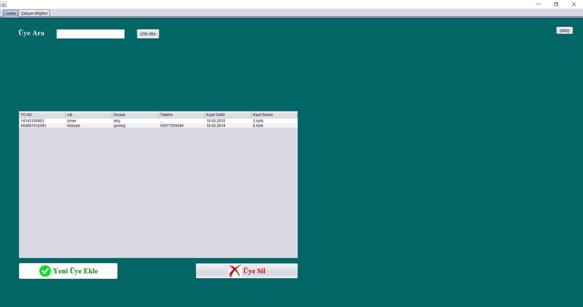 Spor Salonu Otomasyonu